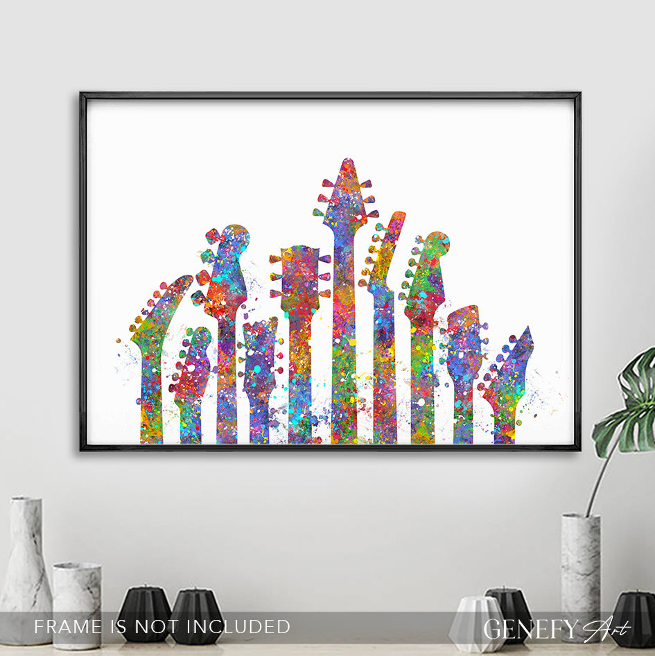 Guitar Watercolour Art Print