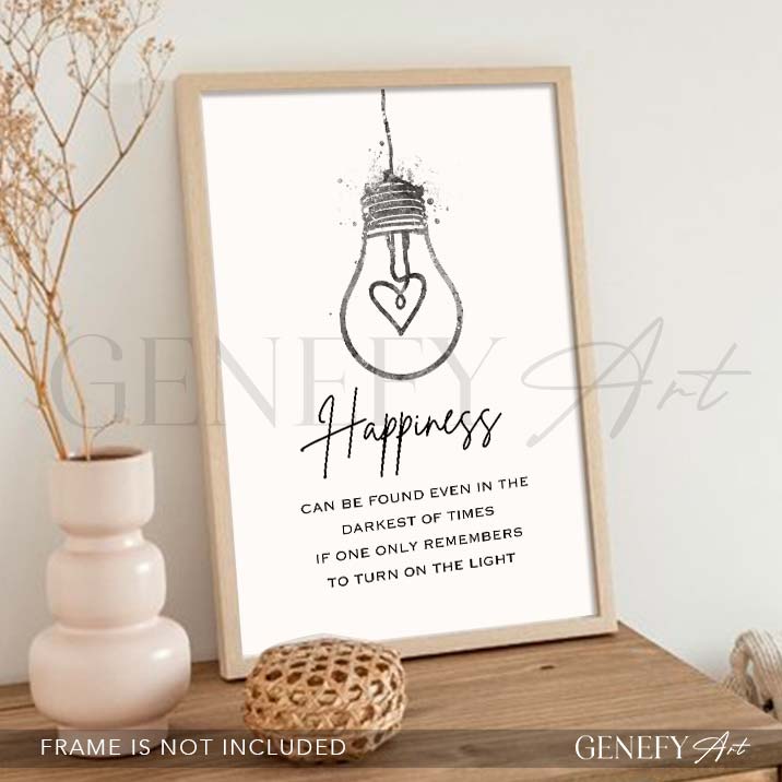 Happiness Quote Watercolour Print