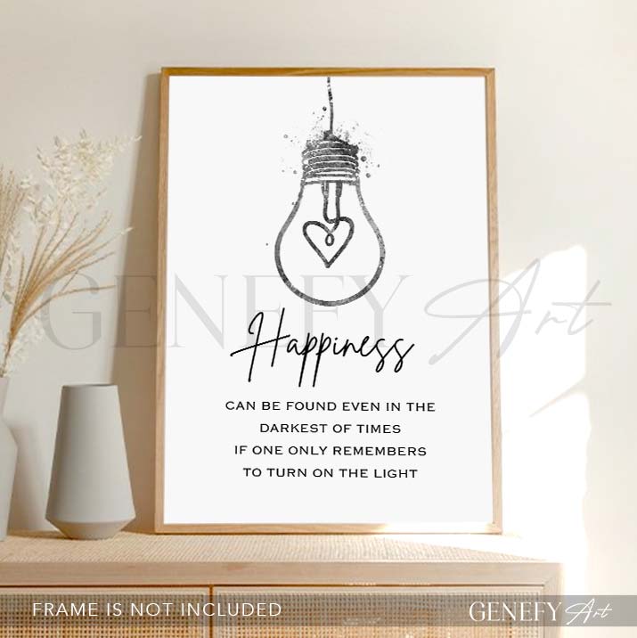 Happiness Quote Watercolour Print