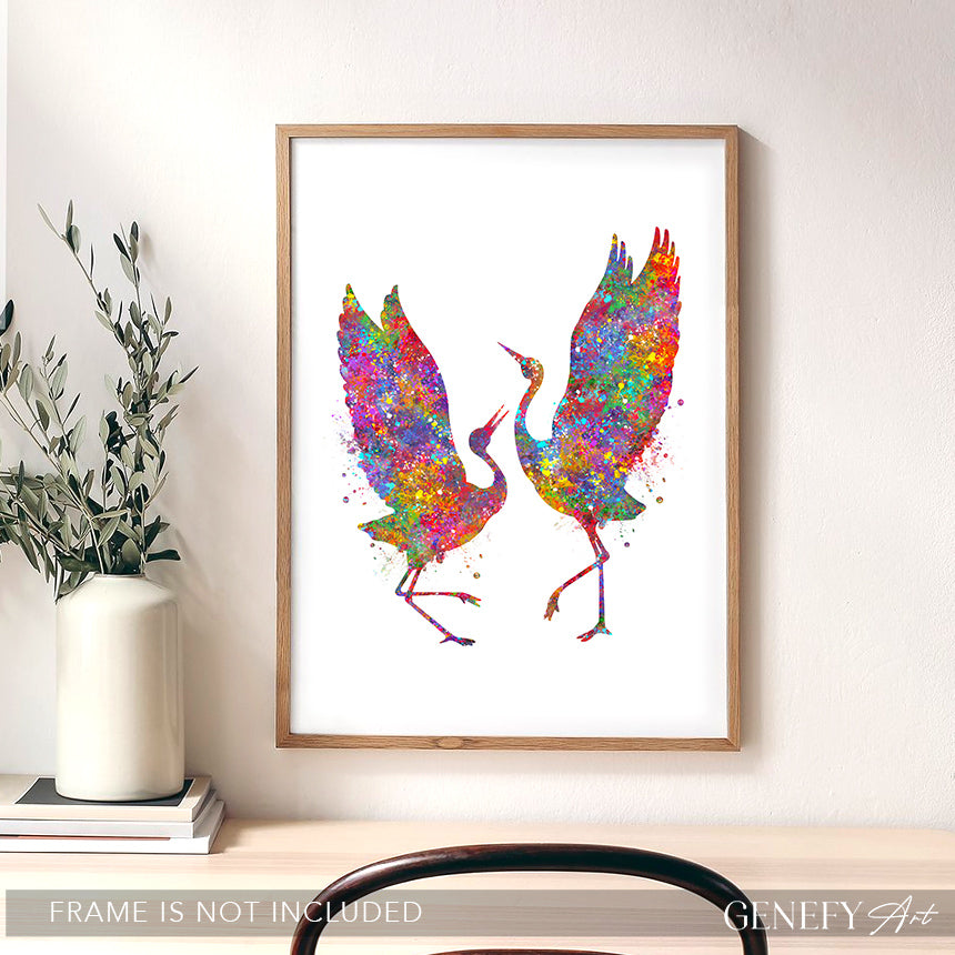 Grey Heron Bird Watercolour Print