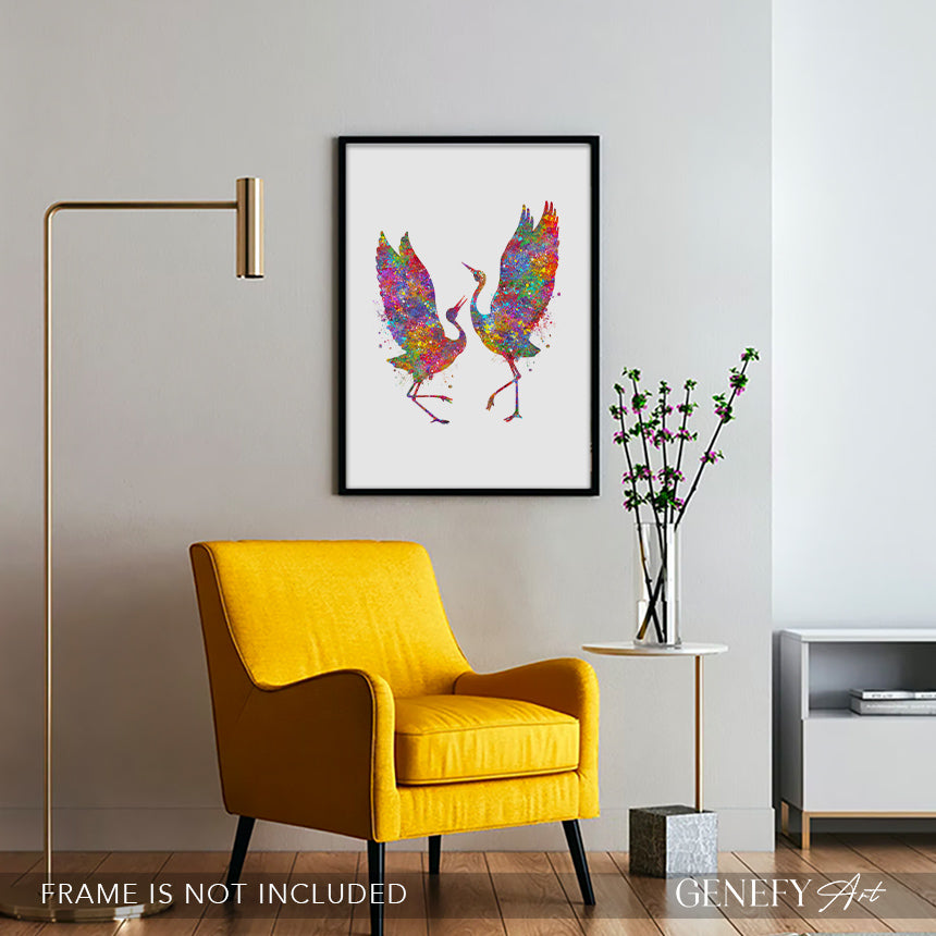 Grey Heron Bird Watercolour Print