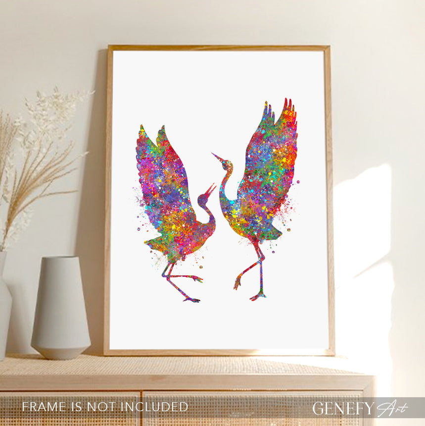 Grey Heron Bird Watercolour Print