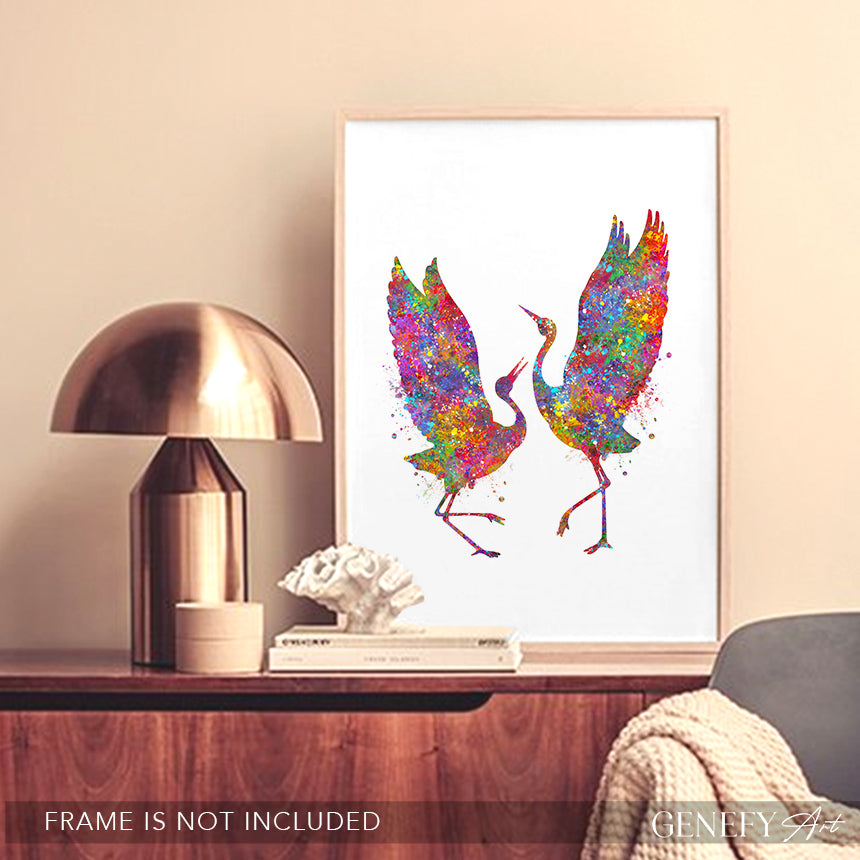 Grey Heron Bird Watercolour Print