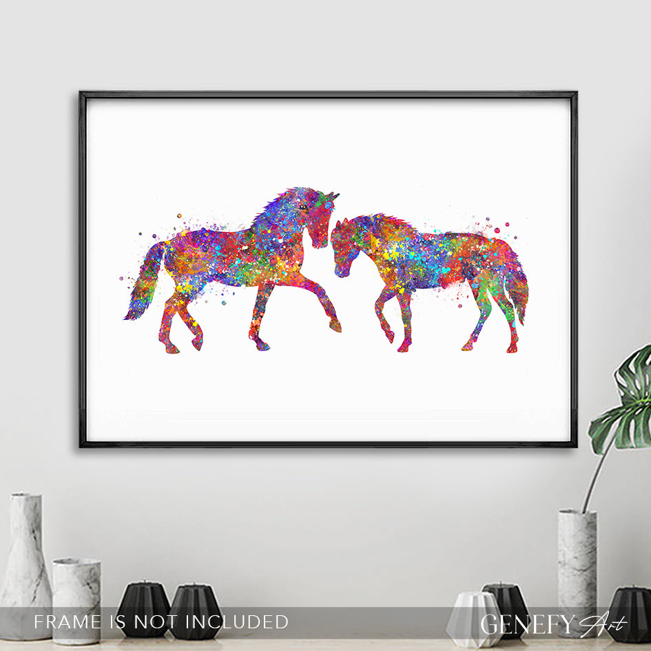 Horse Couple Watercolour Art Print