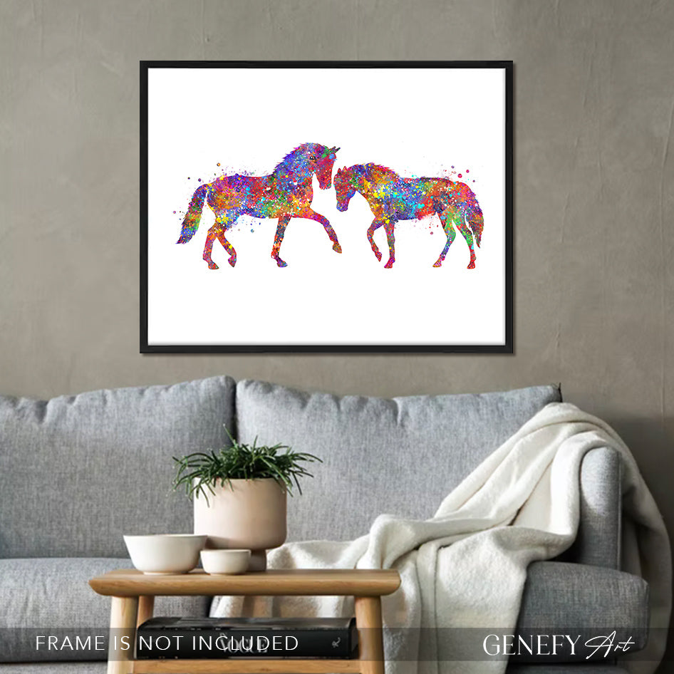Horse Couple Watercolour Art Print