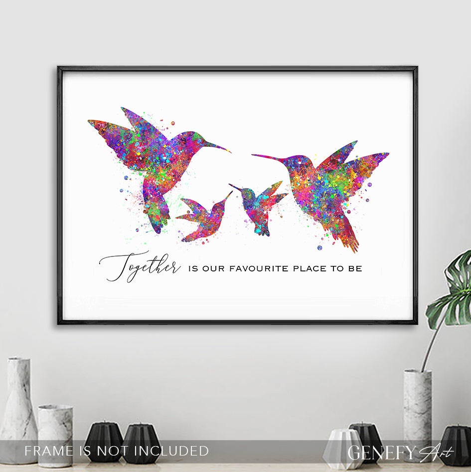Hummingbird Family of 4 Watercolour Art Print