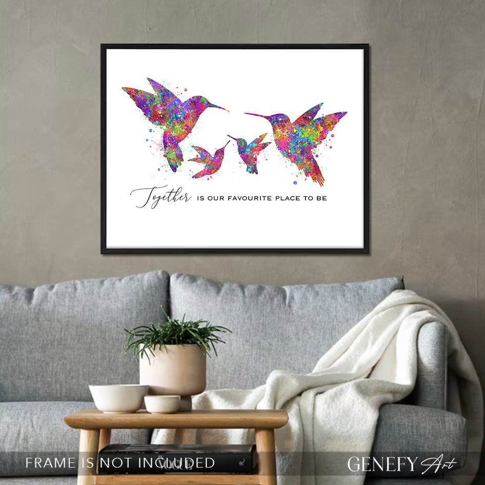 Hummingbird Family of 4 Watercolour Art Print