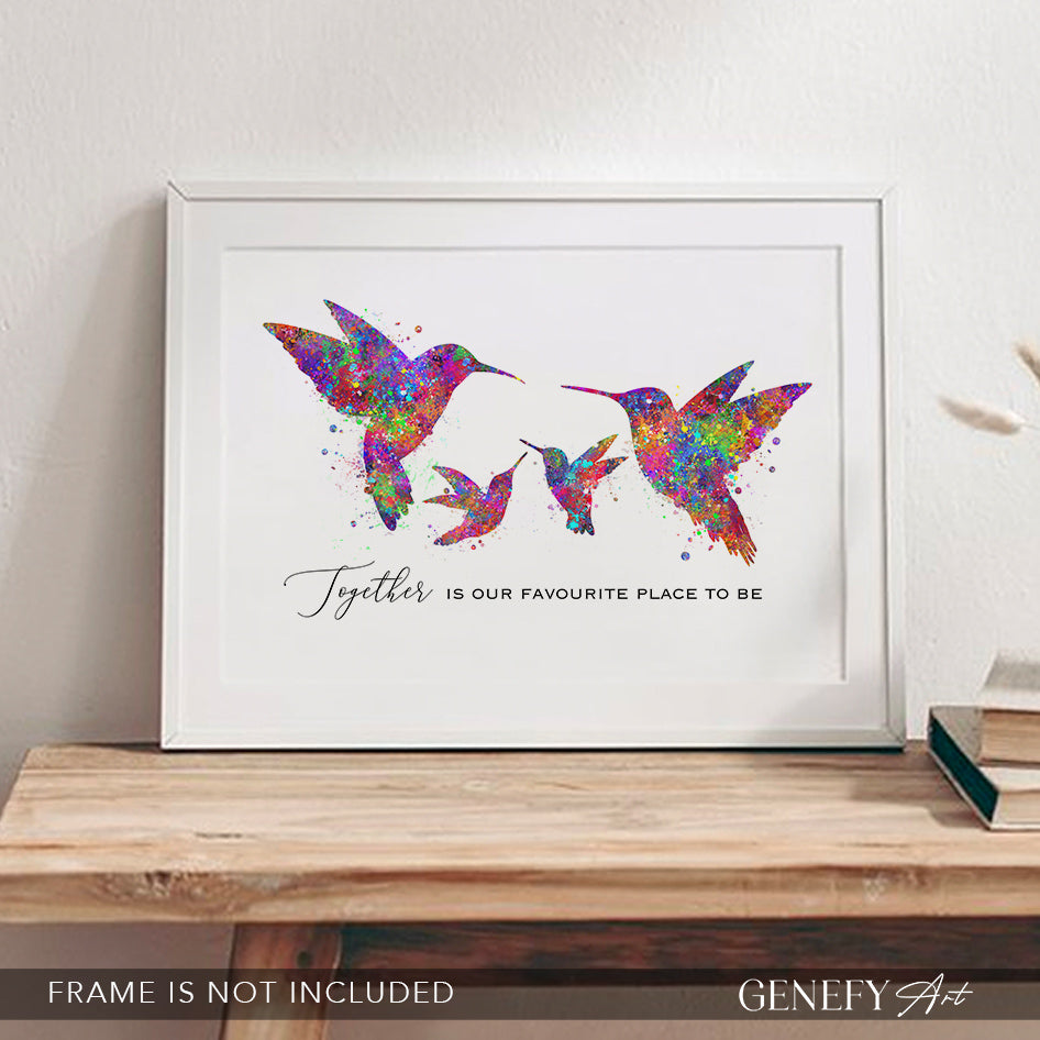 Hummingbird Family of 4 Watercolour Art Print