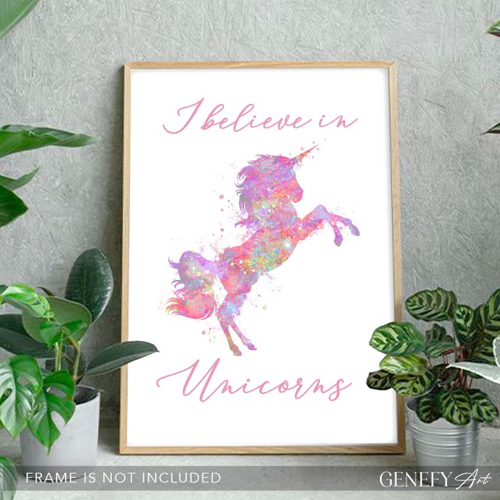 I Believe in Unicorns Watercolour Art