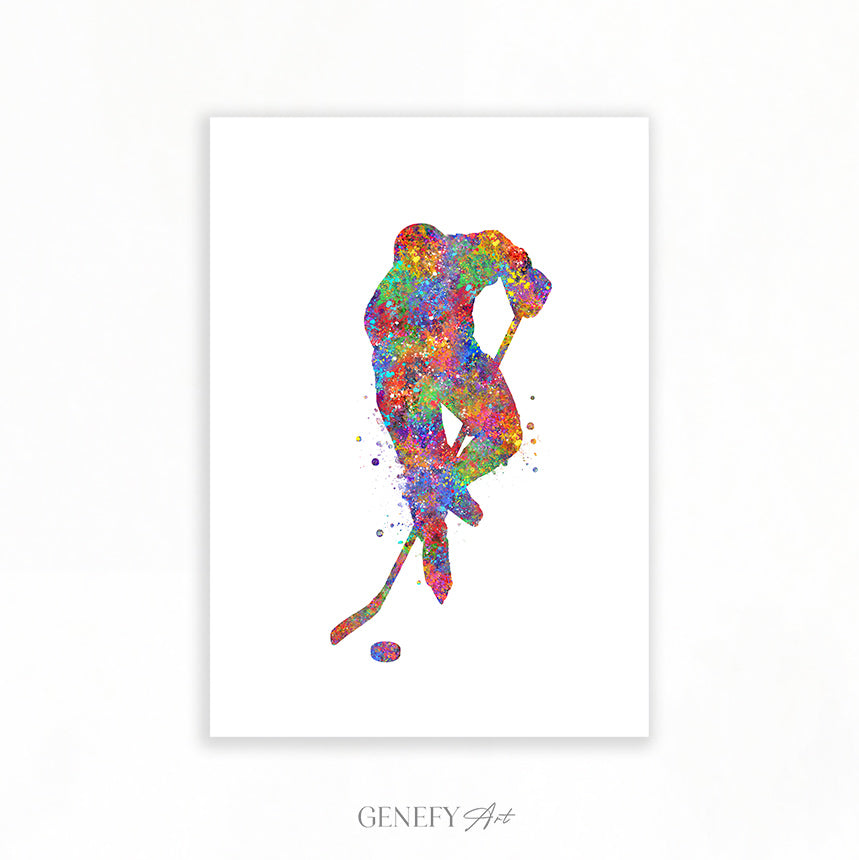 Ice Hockey Watercolour Art Print