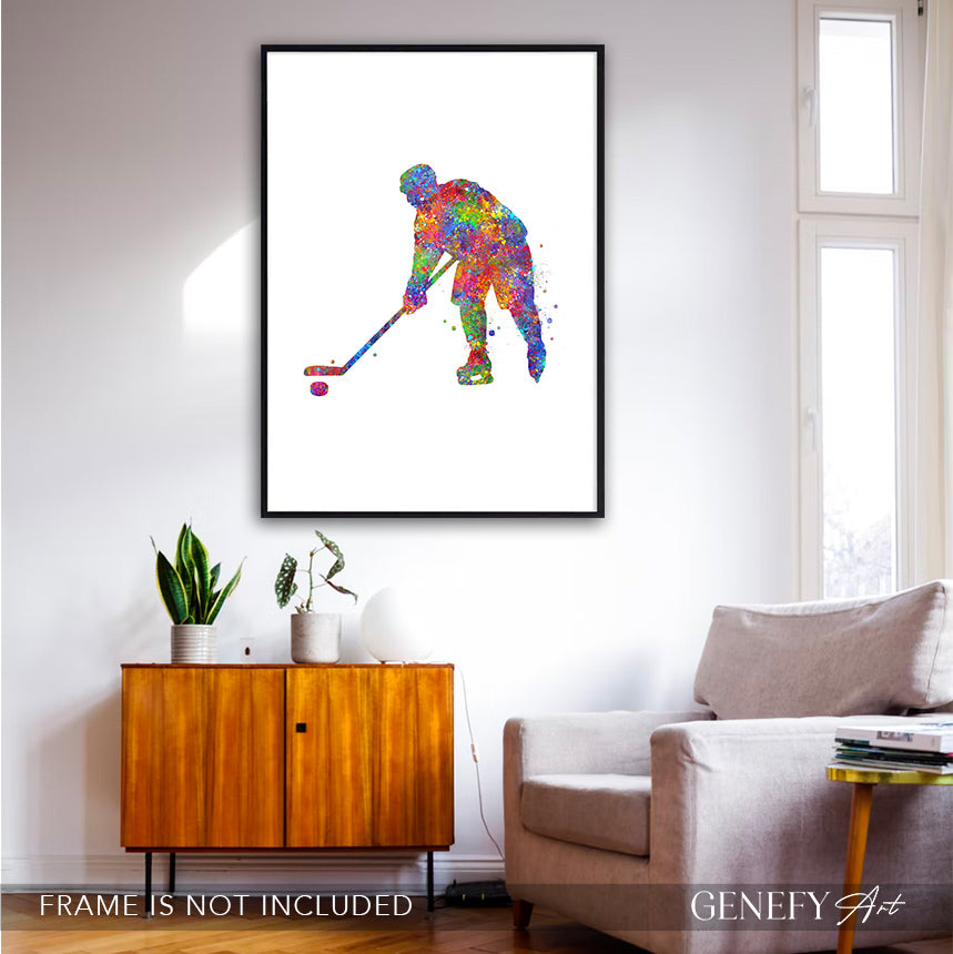 Ice Hockey Watercolour Art Print