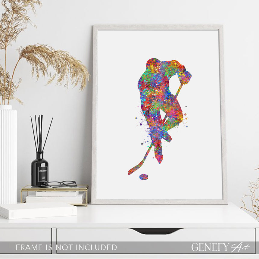 Ice Hockey Watercolour Art Print