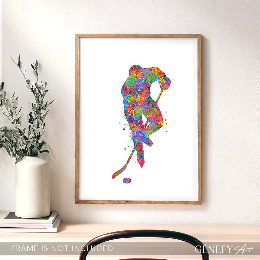 Ice Hockey Watercolour Art Print