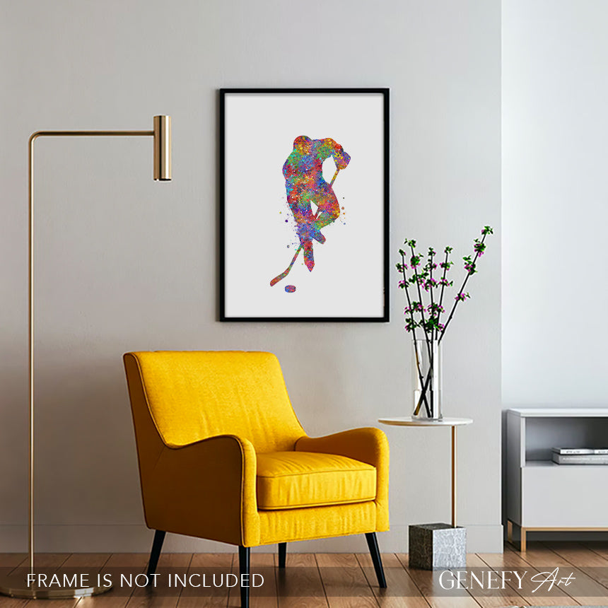 Ice Hockey Watercolour Art Print