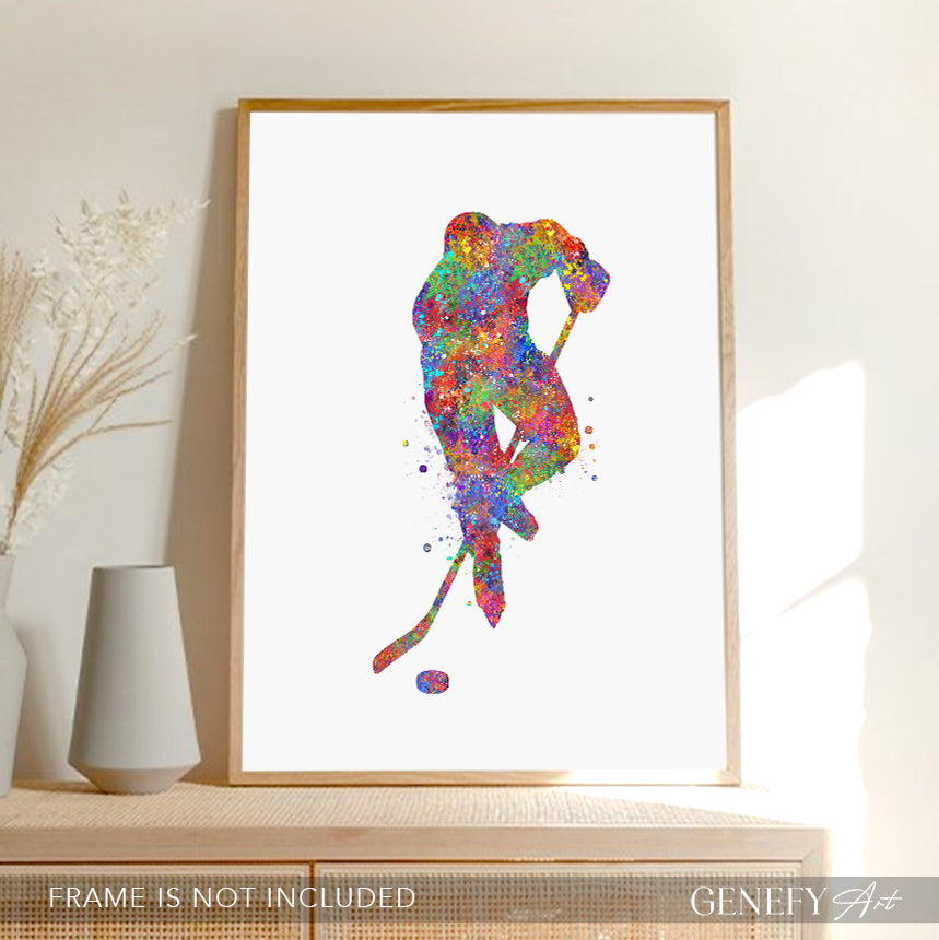 Ice Hockey Watercolour Art Print