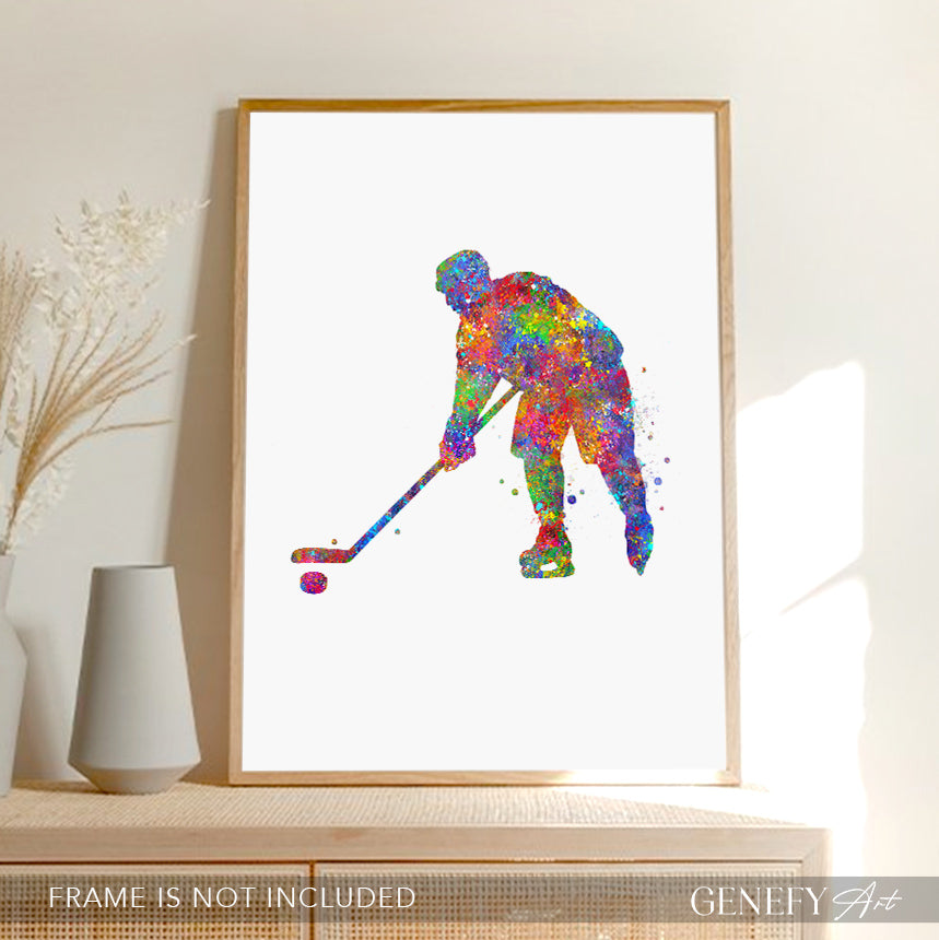 Ice Hockey Watercolour Art Print