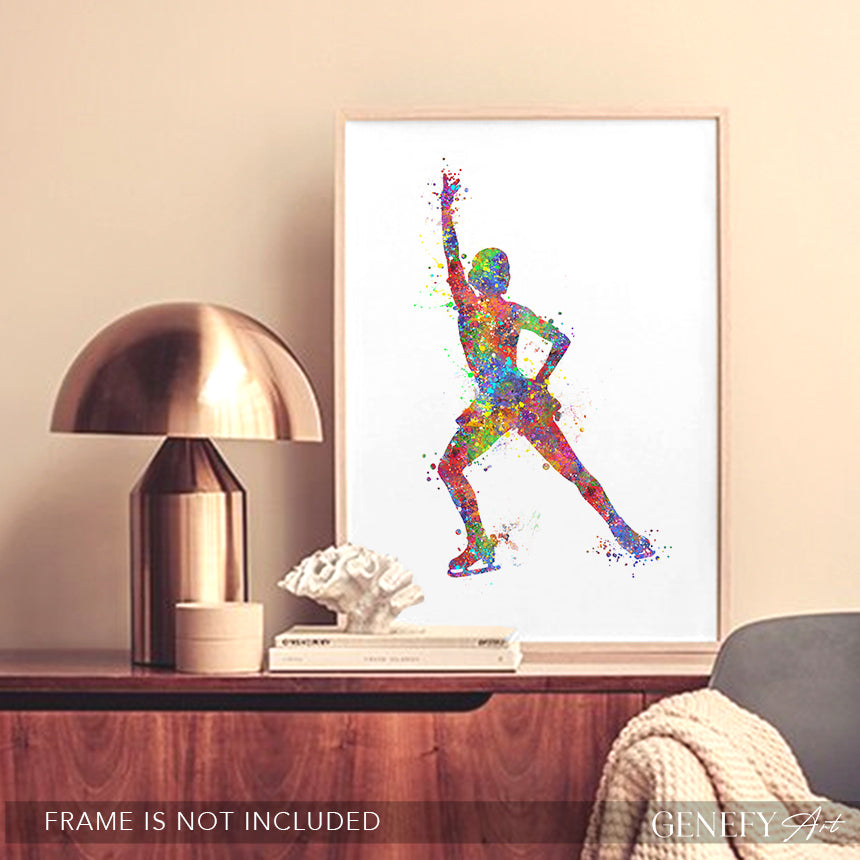 Ice Skating Watercolour Art Print