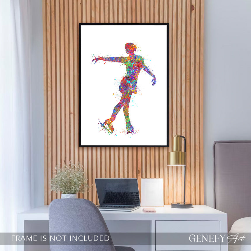 Ice Skating Watercolour Art Print