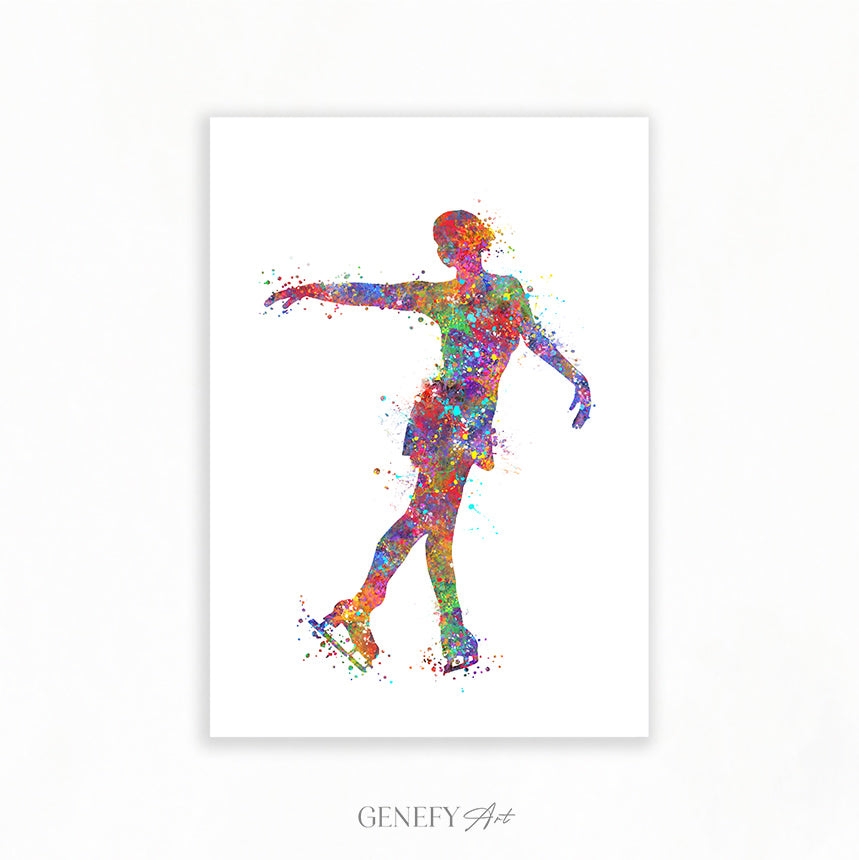 Ice Skating Watercolour Art Print