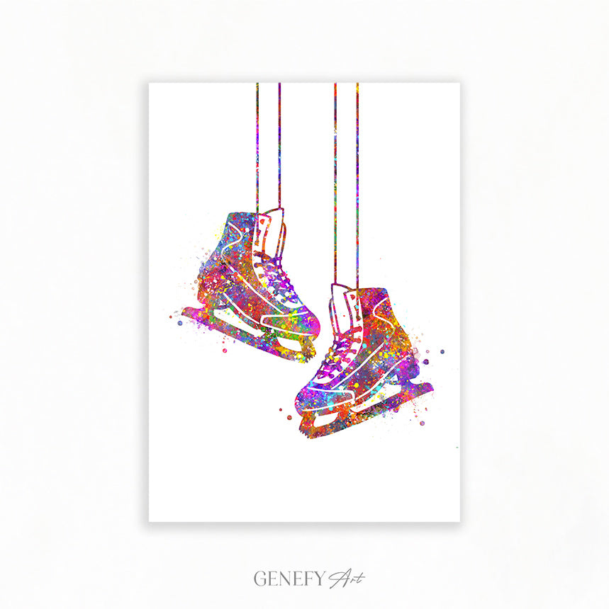 Ice Skates Watercolour Art Print