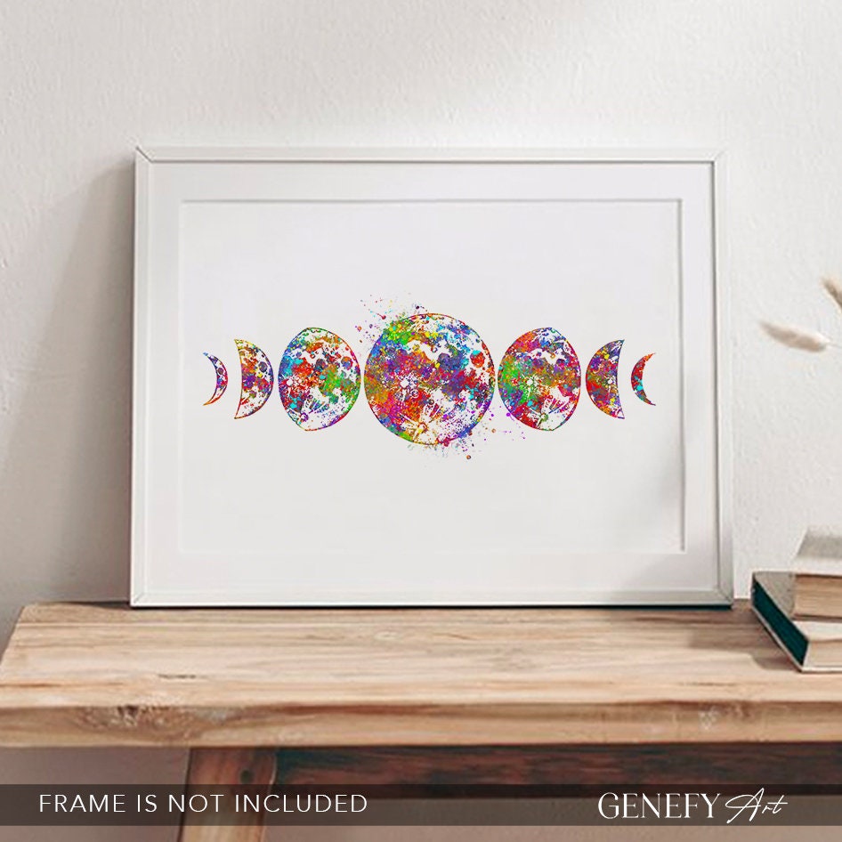 Moon Phases Watercolour Art Print