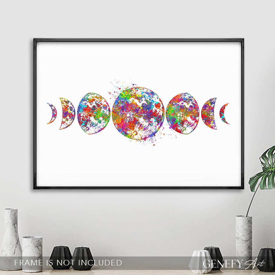 Moon Phases Watercolour Art Print