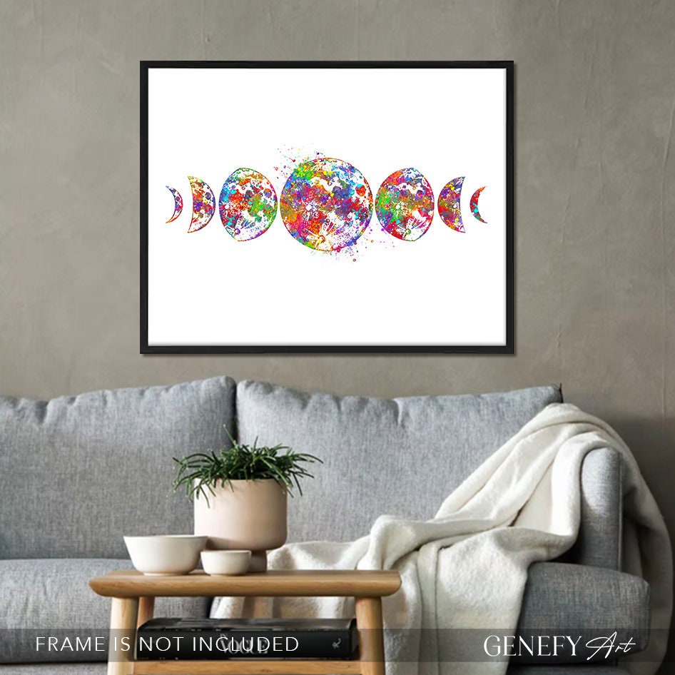 Moon Phases Watercolour Art Print