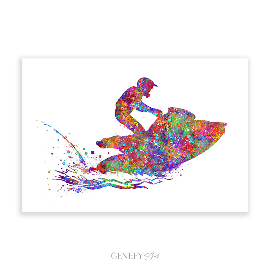 Jet-Skiing Watercolour Art Print