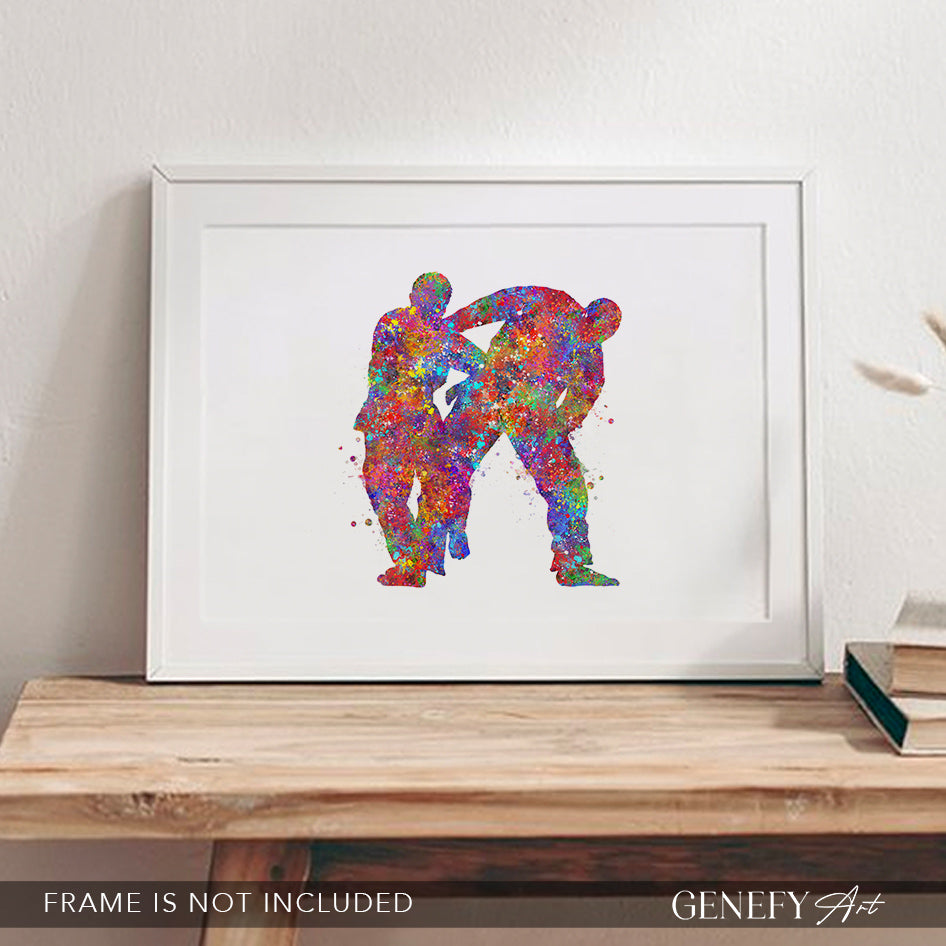 Jiu Jitsu Martial Arts Father and Son Watercolour Print