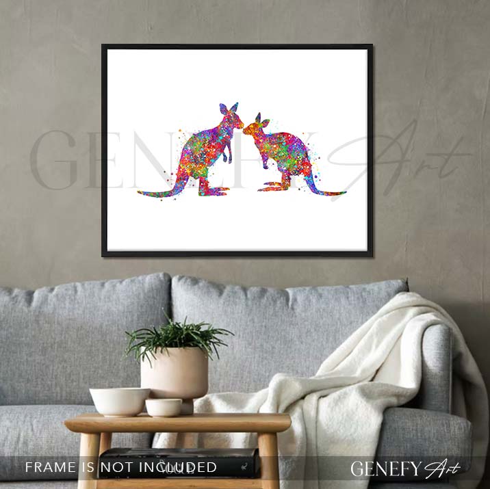 Kangaroo Couple Watercolour Print