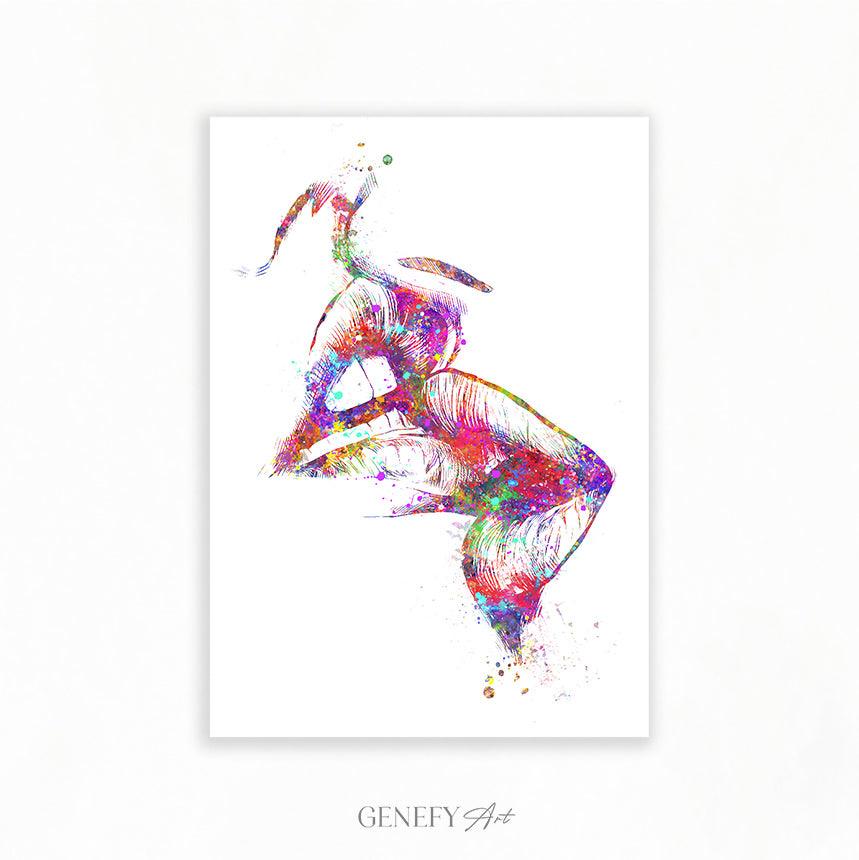 Biting Lips Watercolour Art Print - Genefy Art