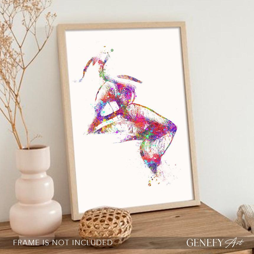 Biting Lips Watercolour Art Print - Genefy Art