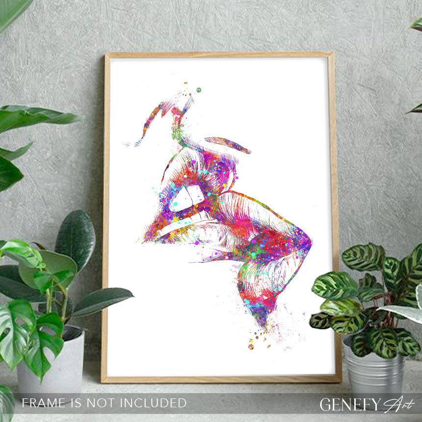 Biting Lips Watercolour Art Print - Genefy Art