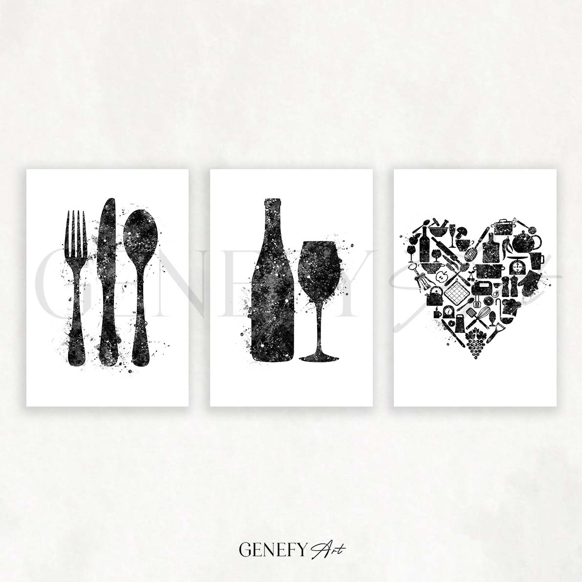 Kitchen Watercolour Print Set of 3