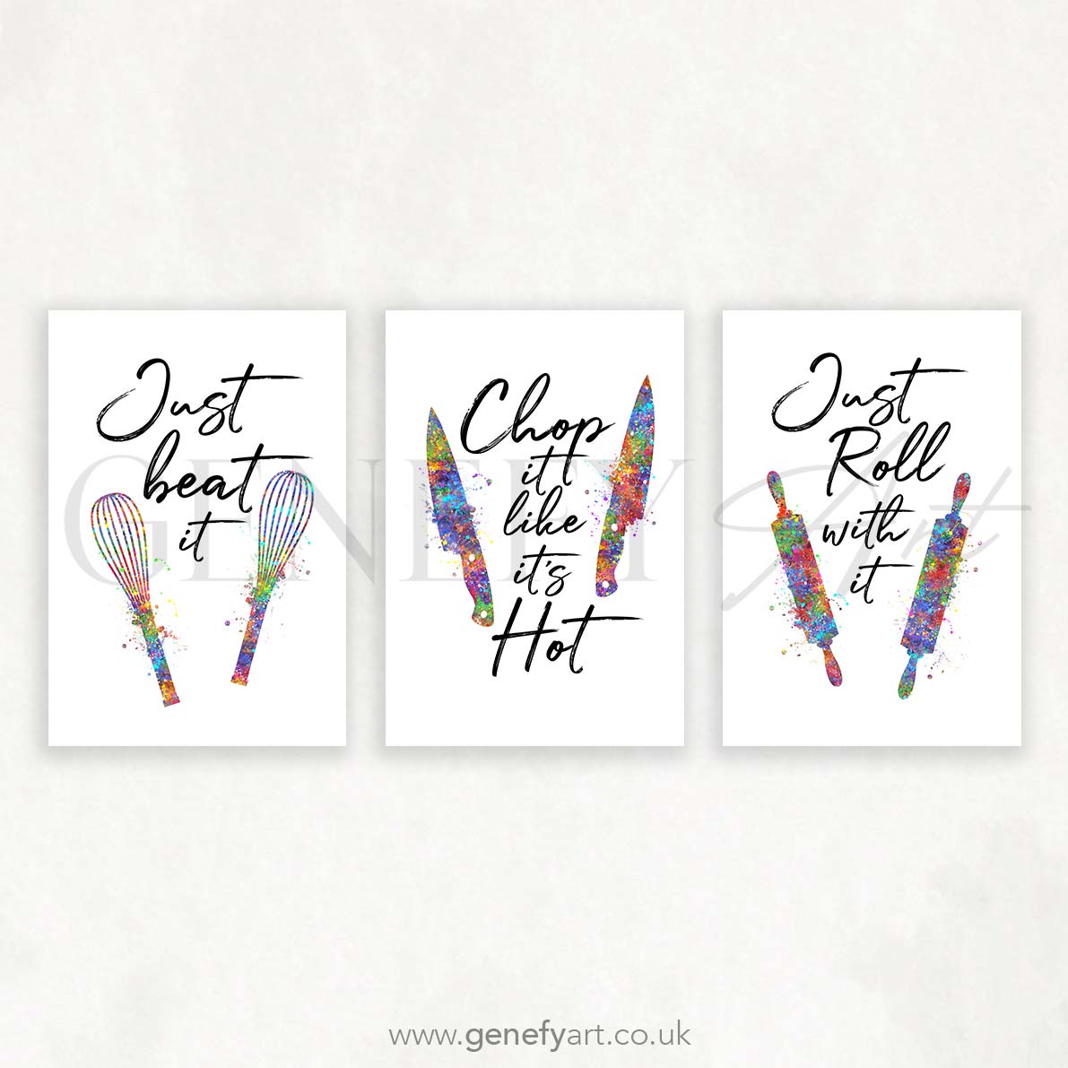 Kitchen Quote Watercolour Print Set of 3 - Genefy Art