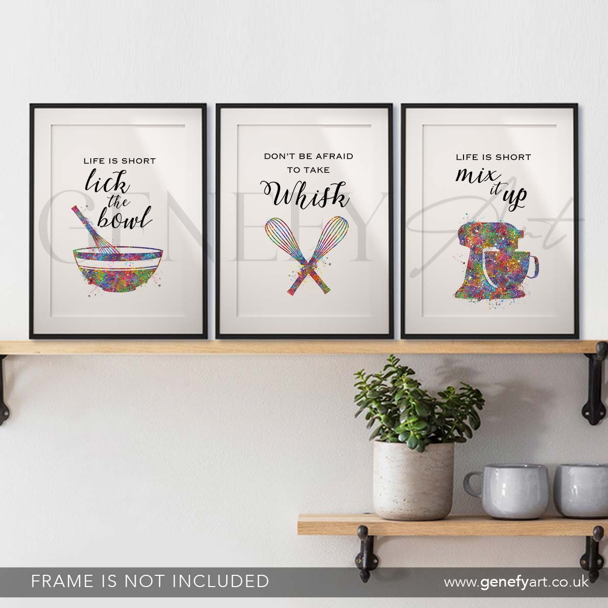 Kitchen Quote Watercolour Print Set of 3