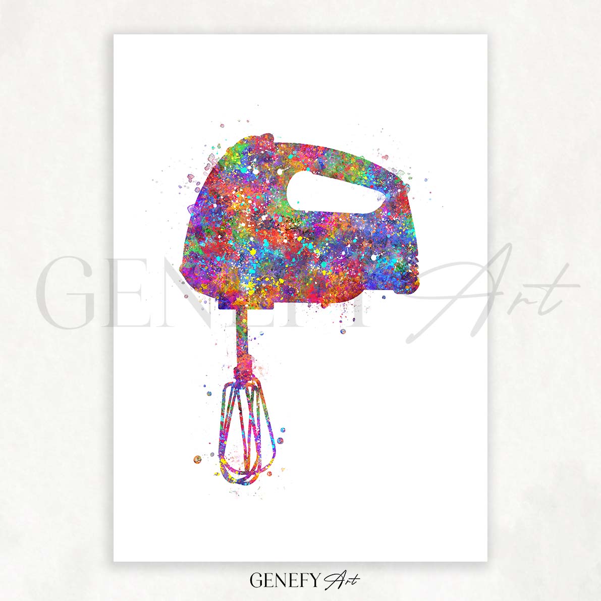 Kitchen Hand Mixer Watercolour Print