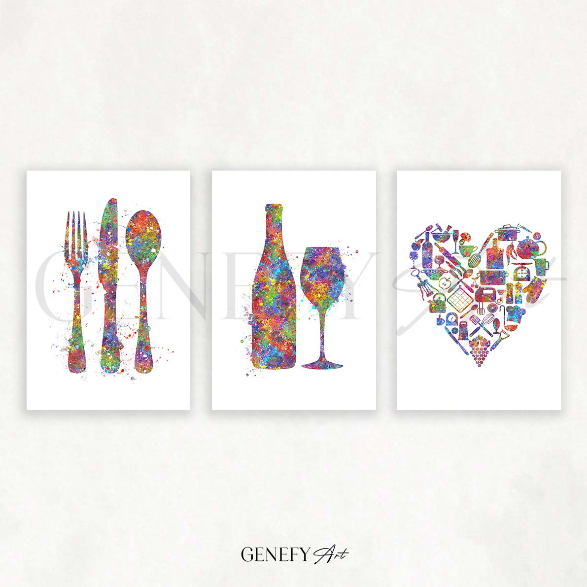 Kitchen Watercolour Art -Set of 3