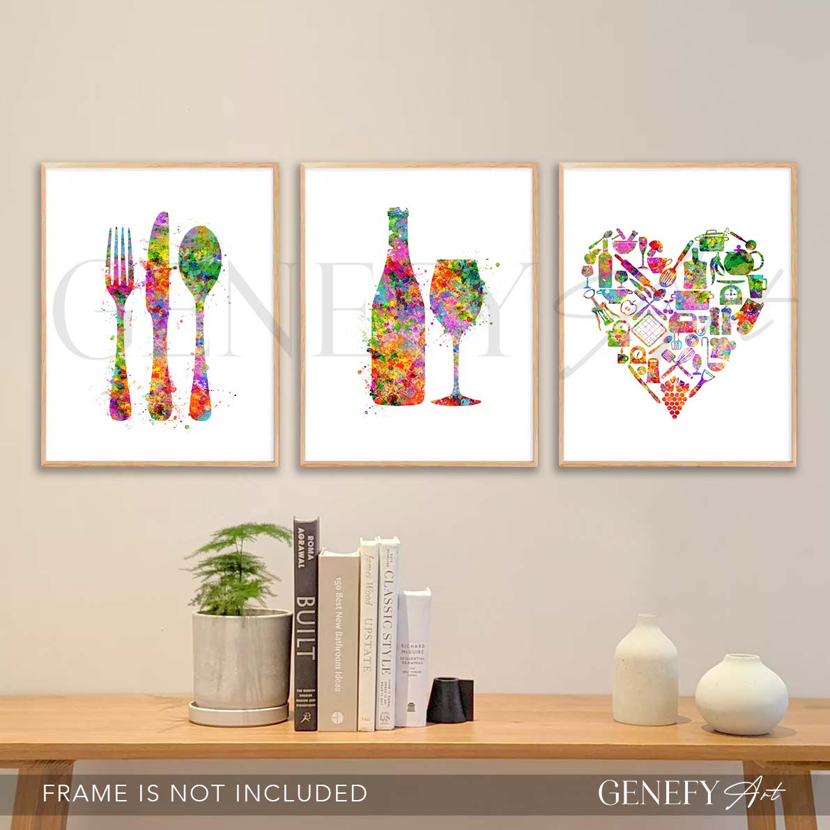 Kitchen Watercolour Art Set of 3