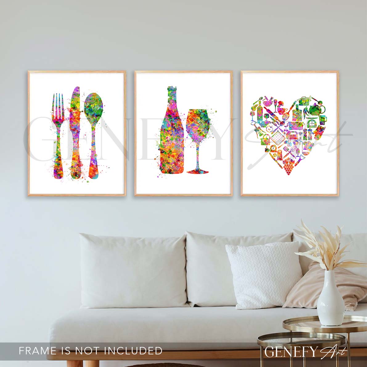 Kitchen Watercolour Art Set of 3