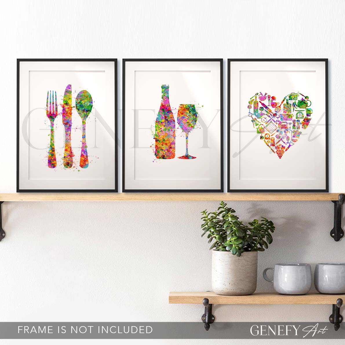 Kitchen Watercolour Art Set of 3