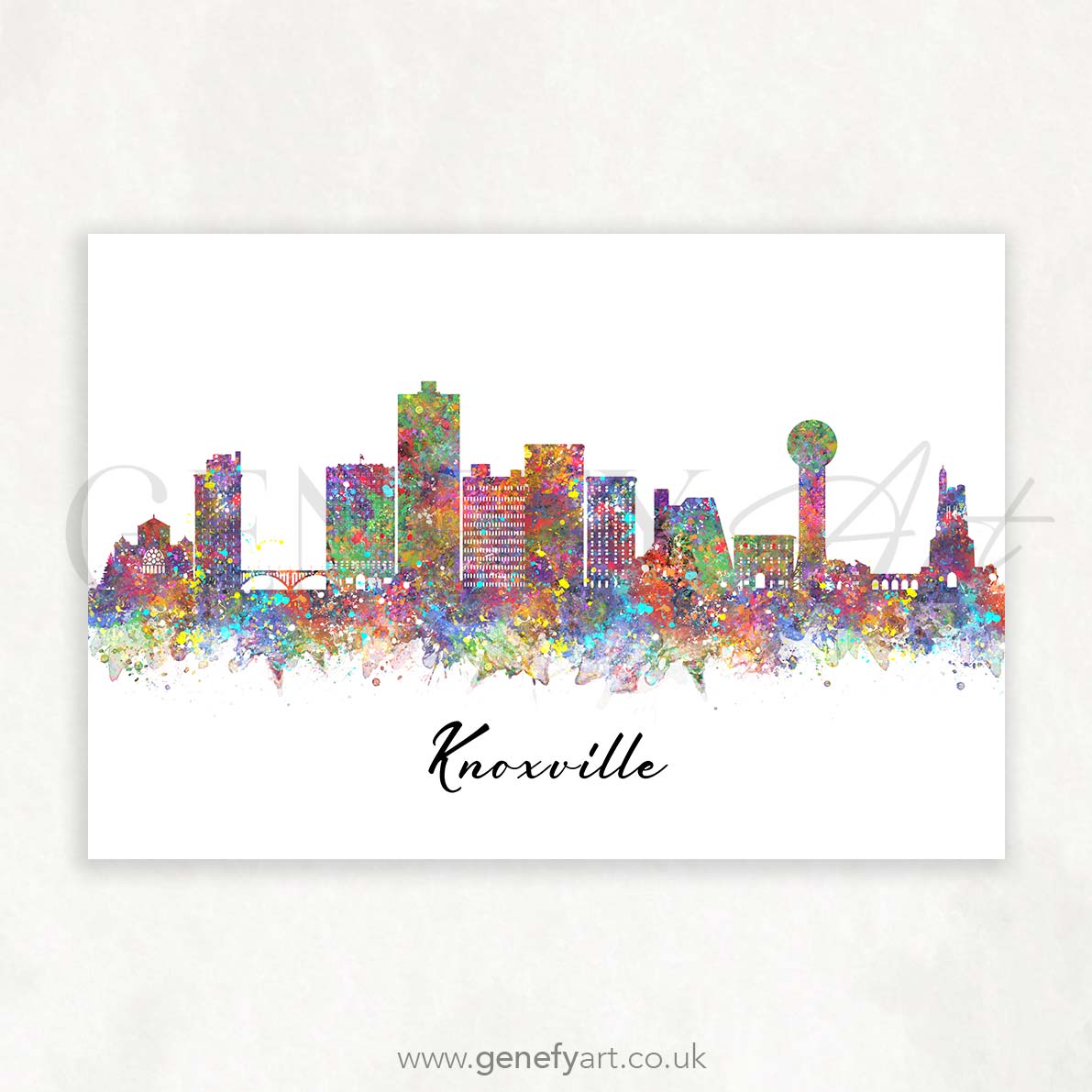 Knoxville Skyline Watercolour Print - Genefy Art