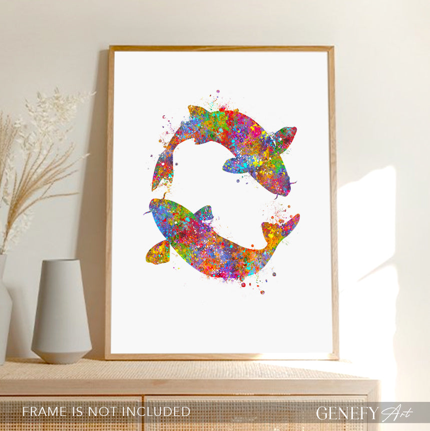 Koi Fish Watercolour Art Print