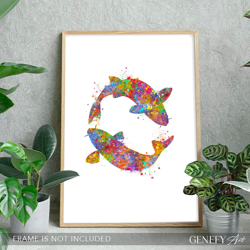 Koi Fish Watercolour Art Print