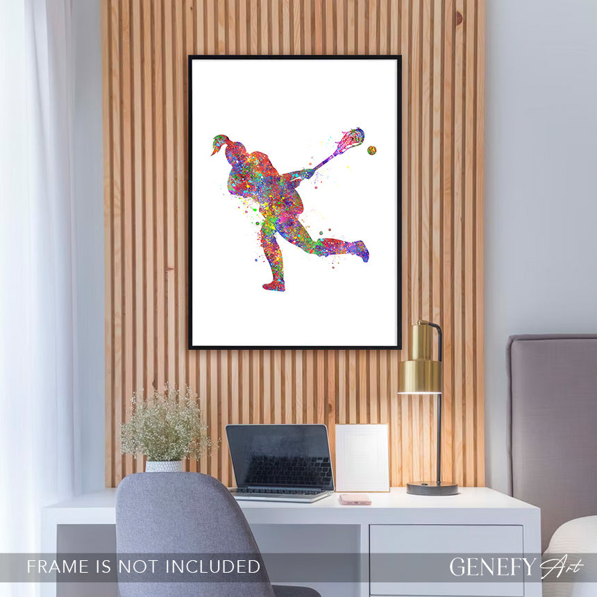 Lacrosse Female Player Watercolour Print Genefy Art