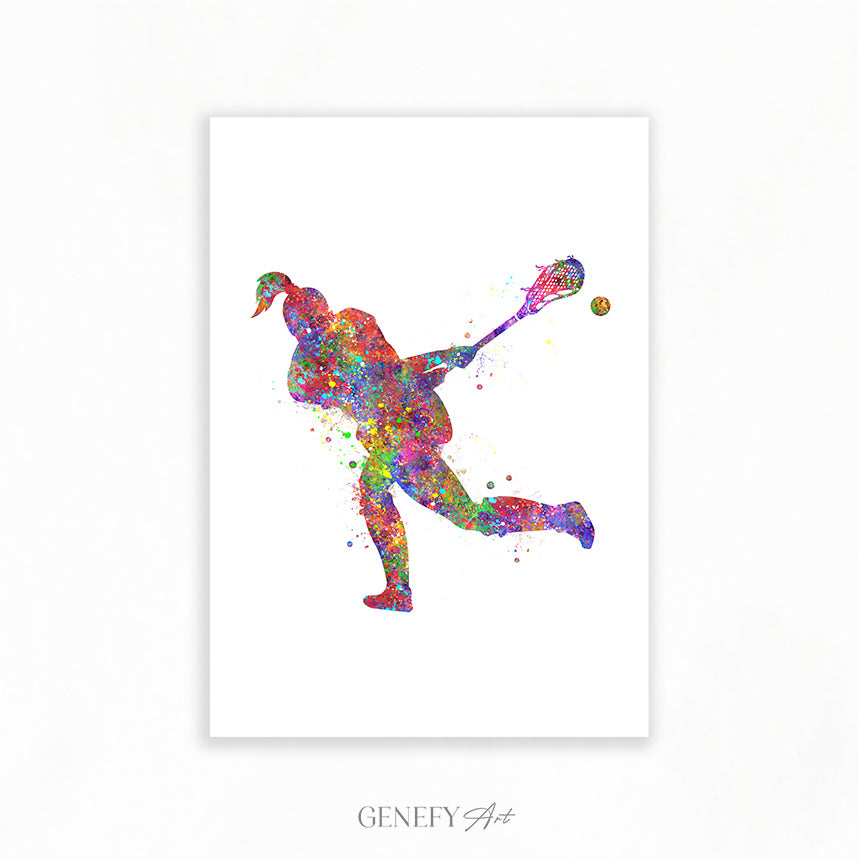 Lacrosse Female Player Watercolour Print Genefy Art