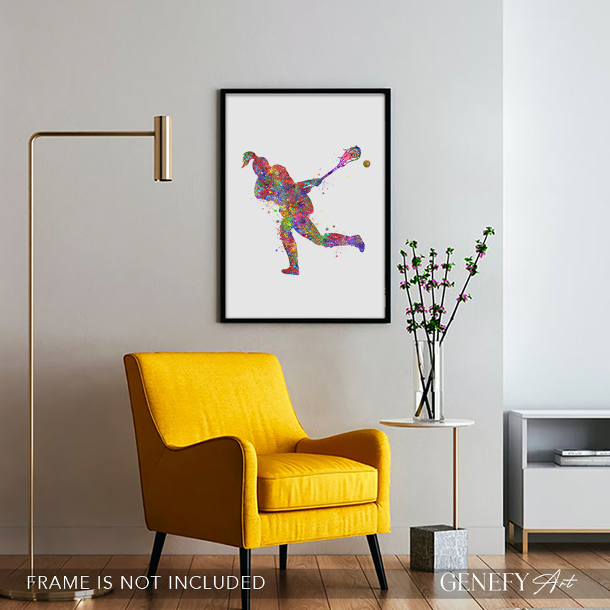 Lacrosse Female Player Watercolour Print Genefy Art