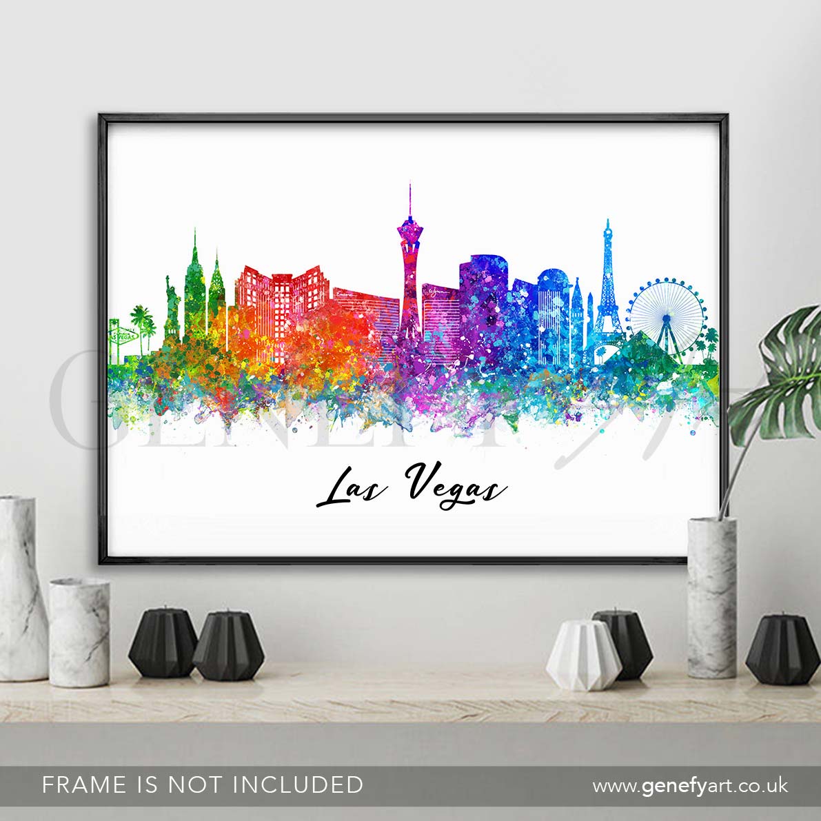 Las Vegas Skyline Watercolour Print - Genefy Art