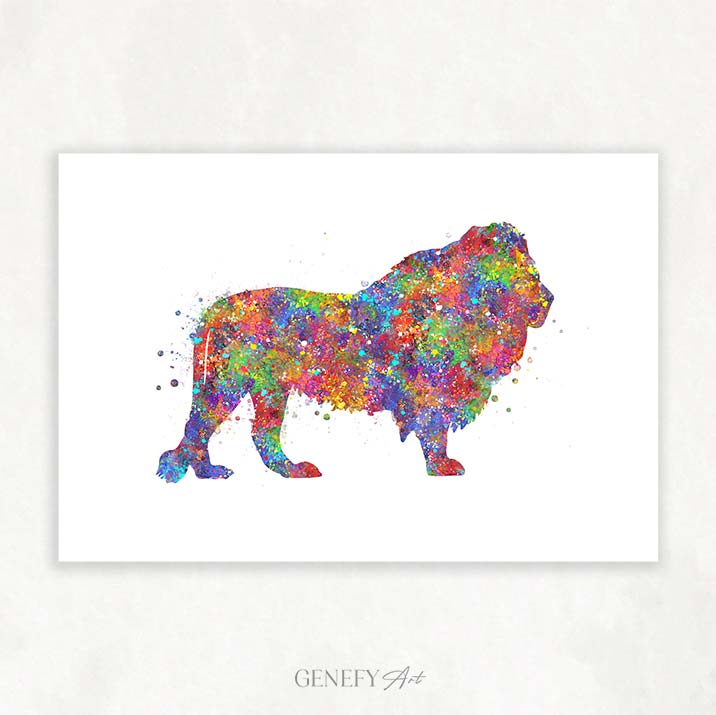 Lion Watercolour Wall Art