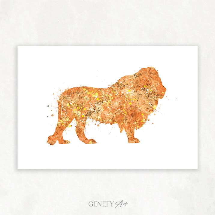 Lion Watercolour Wall Art